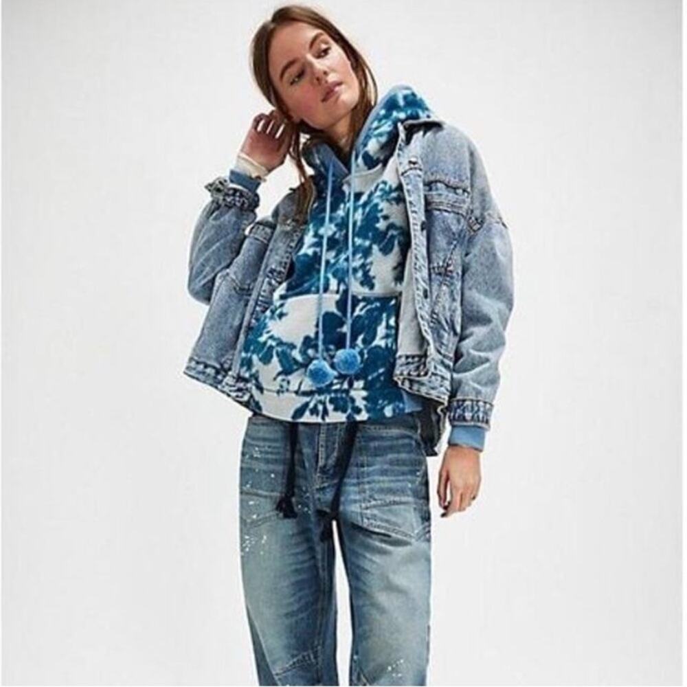 Free People With Love Floral Fleece Sweatshirt